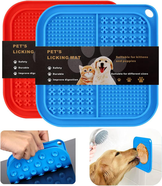 Lick Mat for Dogs with Suction Cups,Dog Food Licking Mat,Slow Feeder Dog Bowls for Boredom& Anxiety Reducer,Lick Pad for Dog & Cat Slow Feeders,Help Pets for Bathing,Nail Trimming,Grooming
